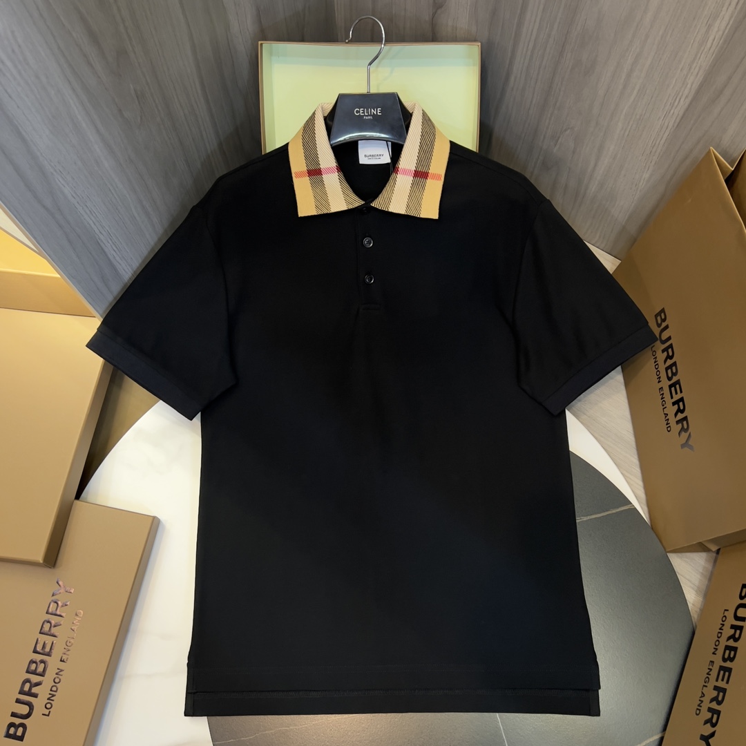 Burberry Check Collar Cotton Polo Shirt - PerfectKickZ
