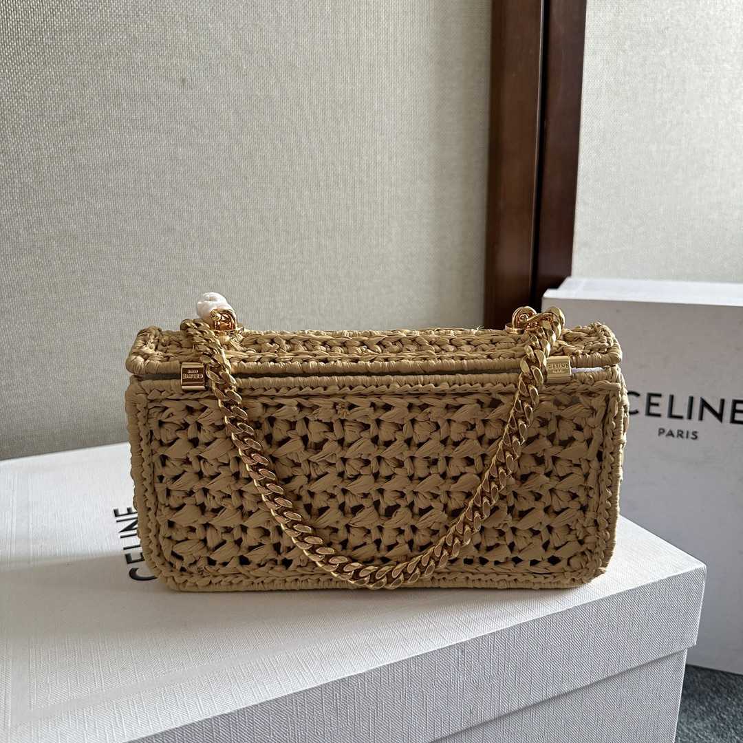 Celine Chain Shoulder Bag Claude In Raffia Effect Textile - PerfectKickZ
