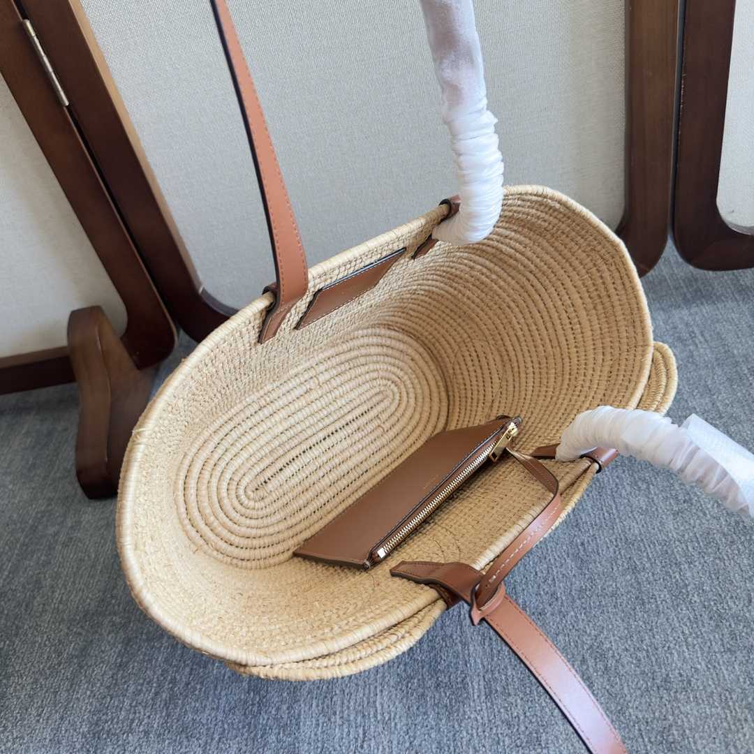 Celine Classic Panier Small Braided Triomphe In Raffia And Calfskin - PerfectKickZ