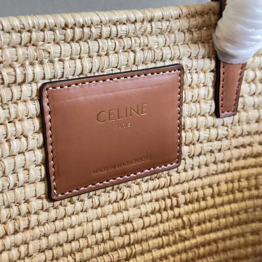 Celine Classic Panier Small Braided Triomphe In Raffia And Calfskin - PerfectKickZ