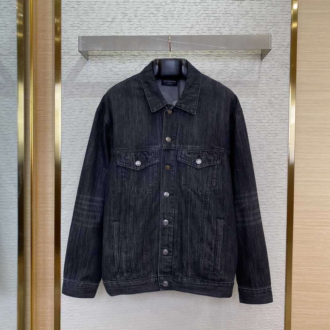 Balenciaga Logo Rhinestone Embellished Denim Jacket - PerfectKickZ
