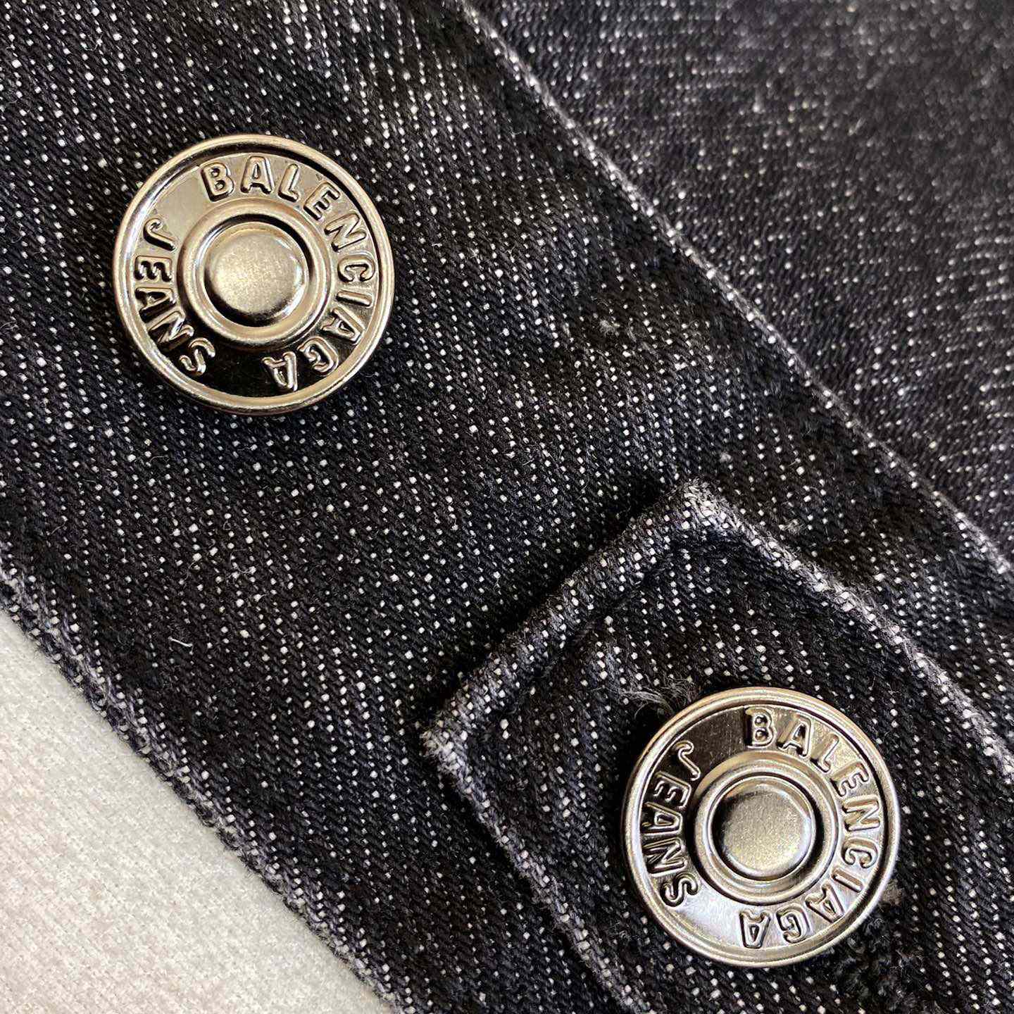 Balenciaga Logo Rhinestone Embellished Denim Jacket - PerfectKickZ