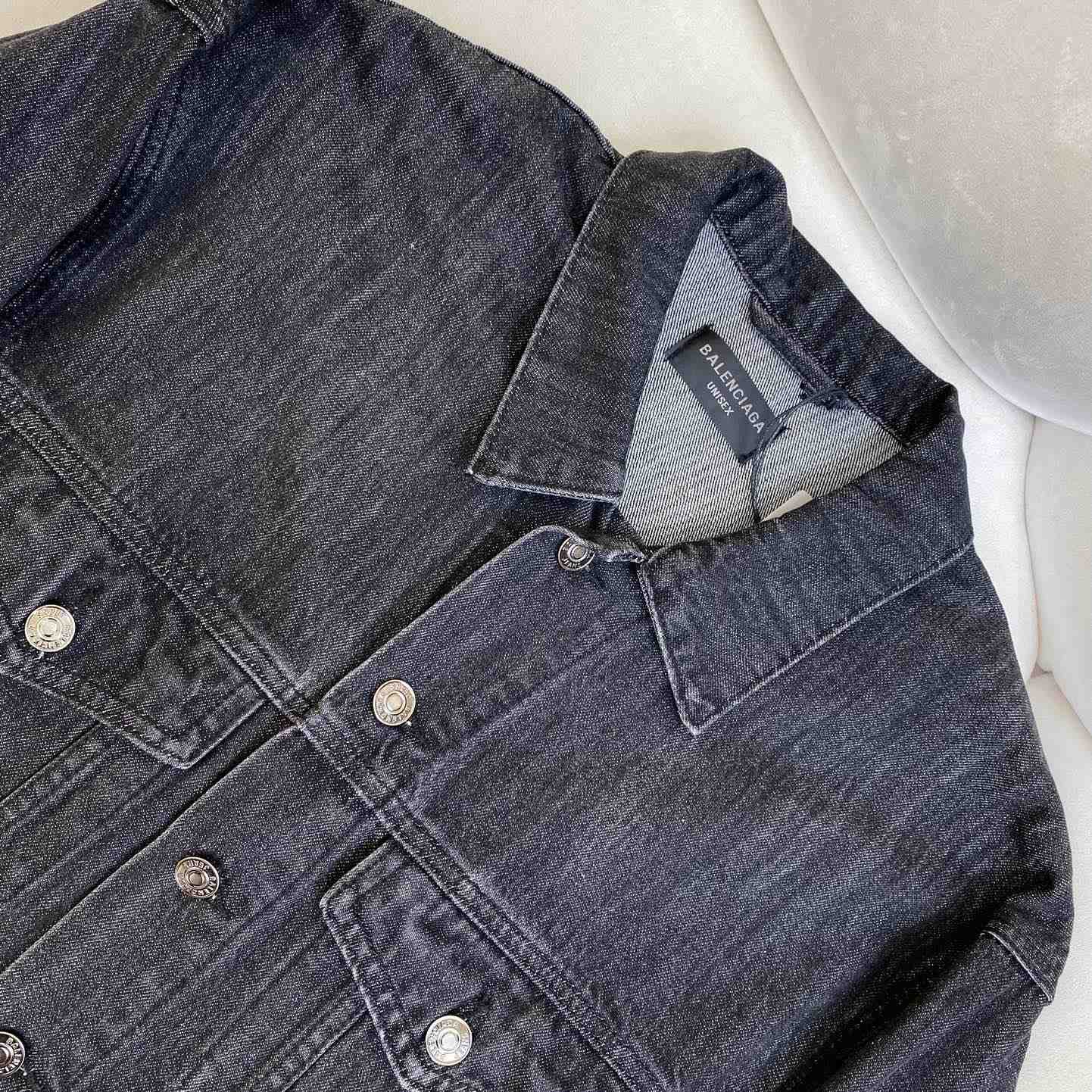 Balenciaga Logo Rhinestone Embellished Denim Jacket - PerfectKickZ