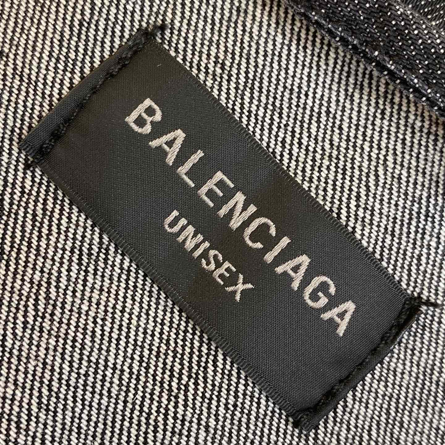 Balenciaga Logo Rhinestone Embellished Denim Jacket - PerfectKickZ