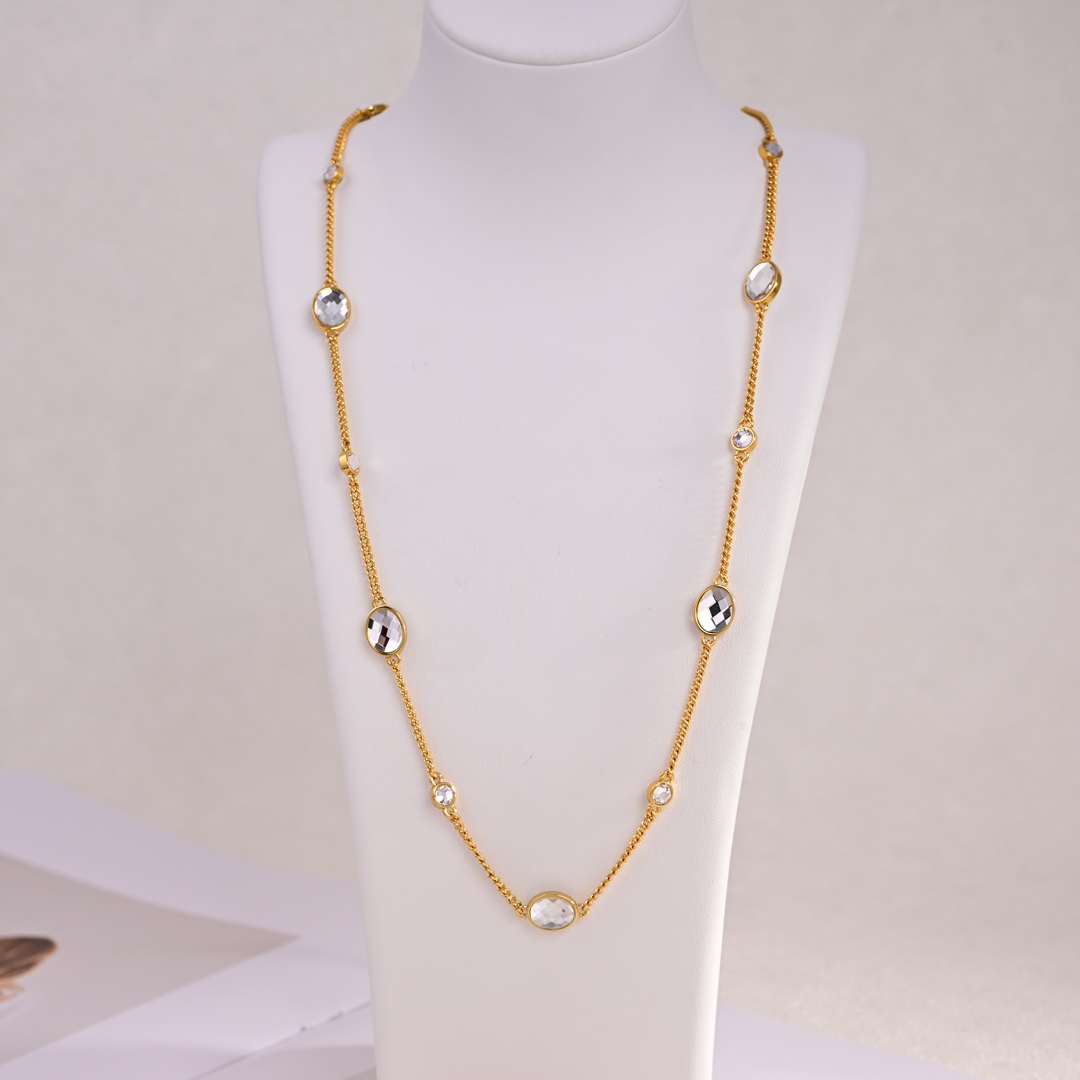 Miu Miu Metal Necklace With Crystals - PerfectKickZ