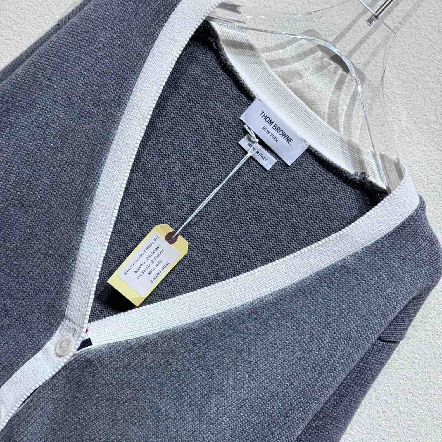 Thom Browne Cotton Hector Pointelle 4-bar V-neck Cardigan - PerfectKickZ