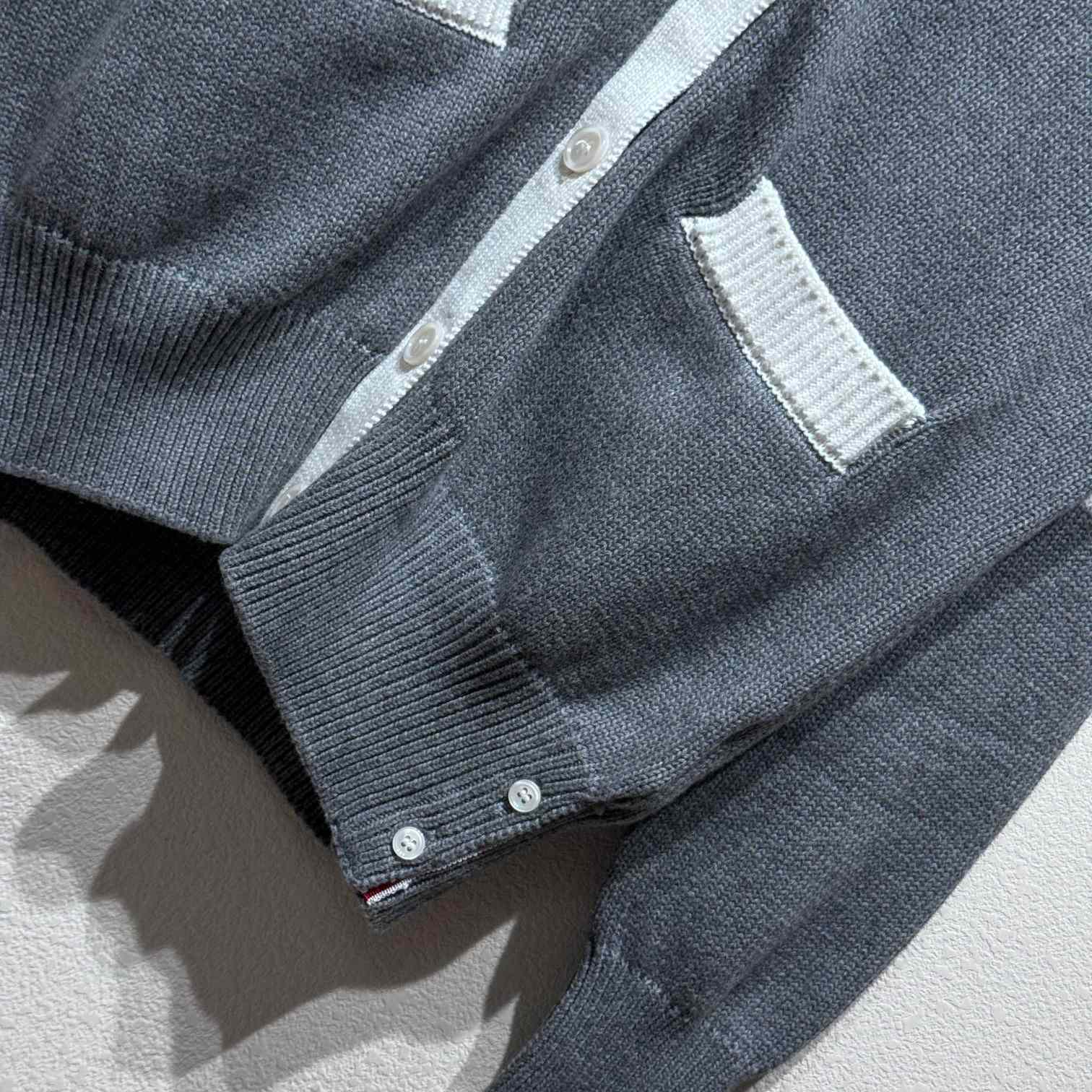 Thom Browne Cotton Hector Pointelle 4-bar V-neck Cardigan - PerfectKickZ