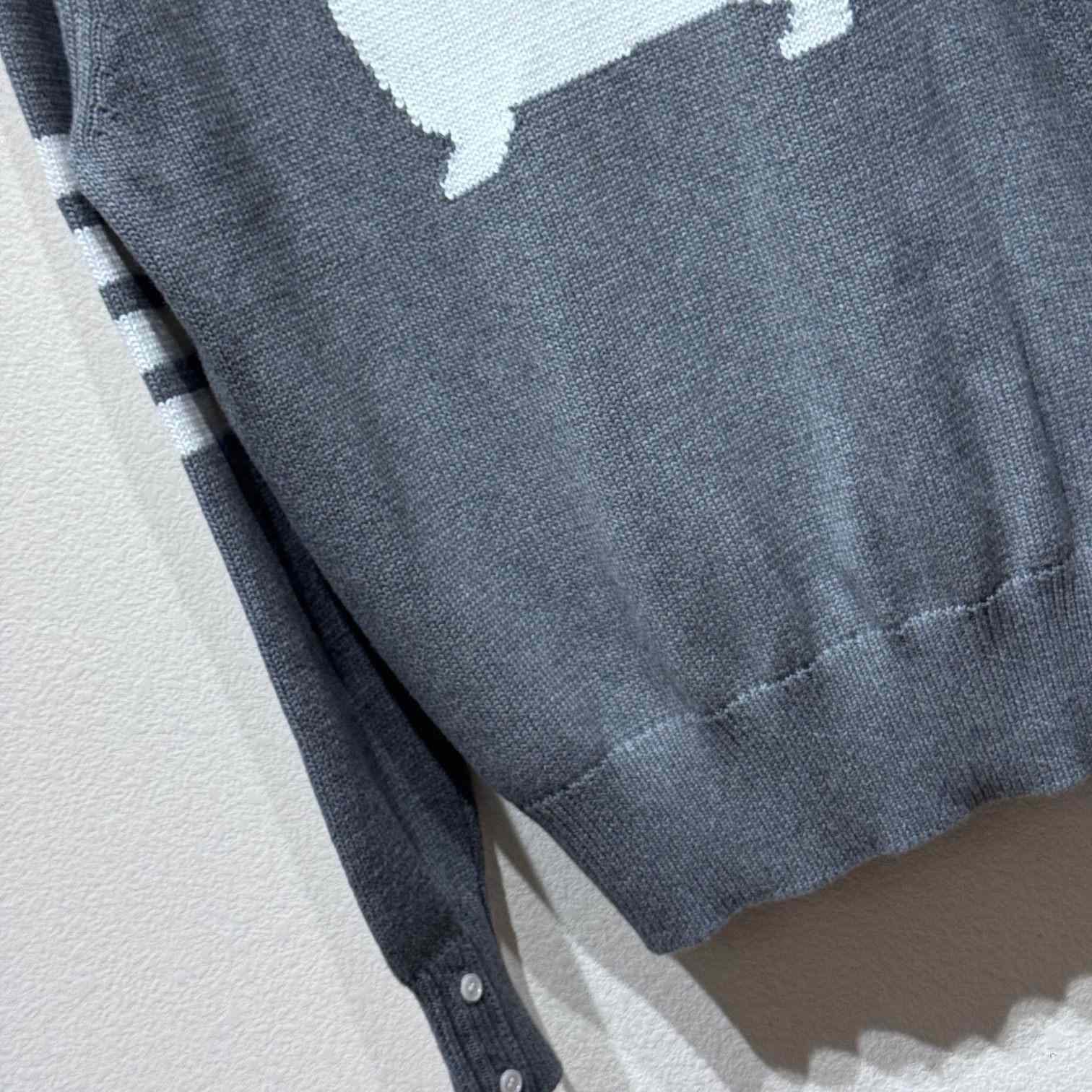 Thom Browne Cotton Hector Pointelle 4-bar V-neck Cardigan - PerfectKickZ
