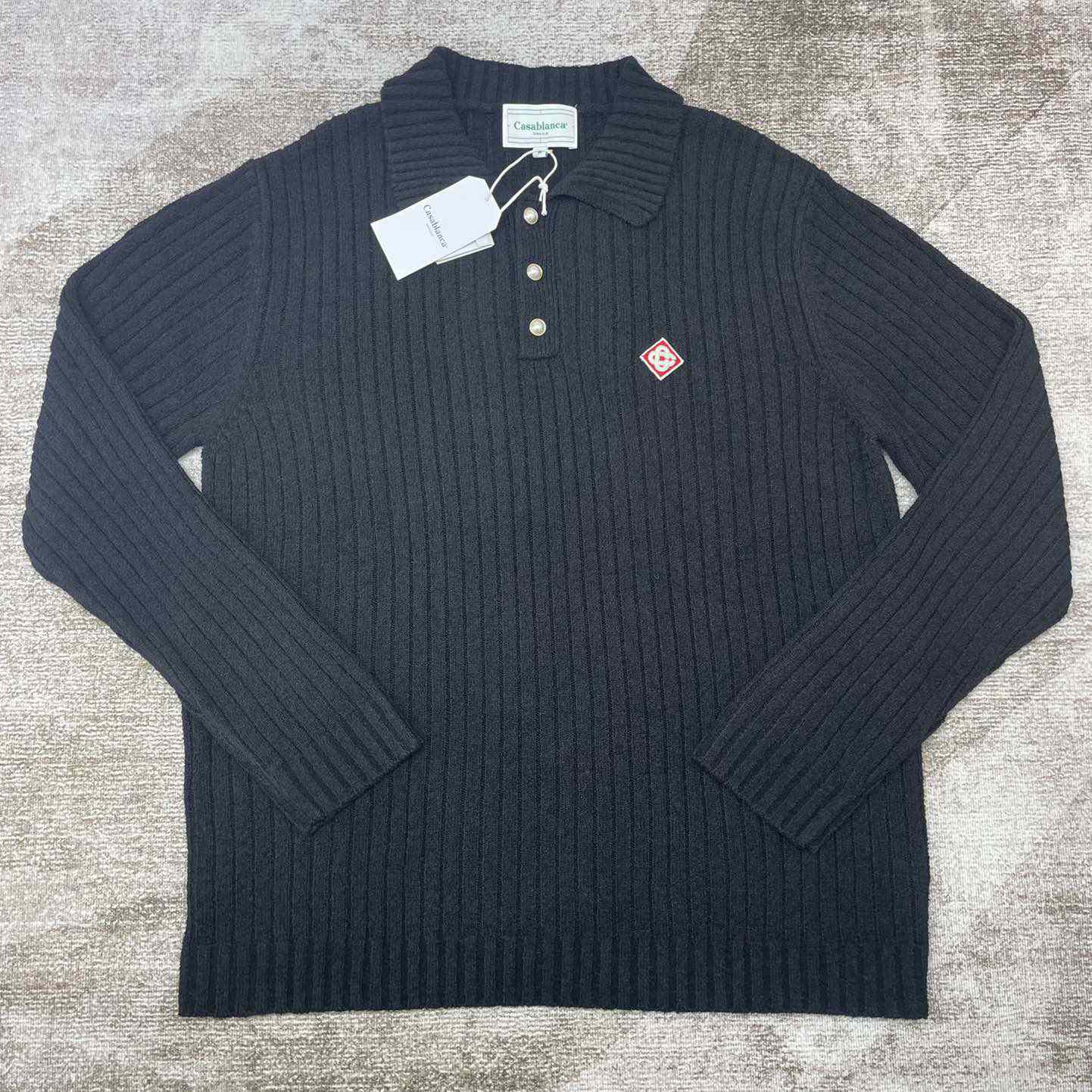 Casablanca  Ribbed Bouclé Cotton-Blend Polo Shirt   D0066 - PerfectKickZ