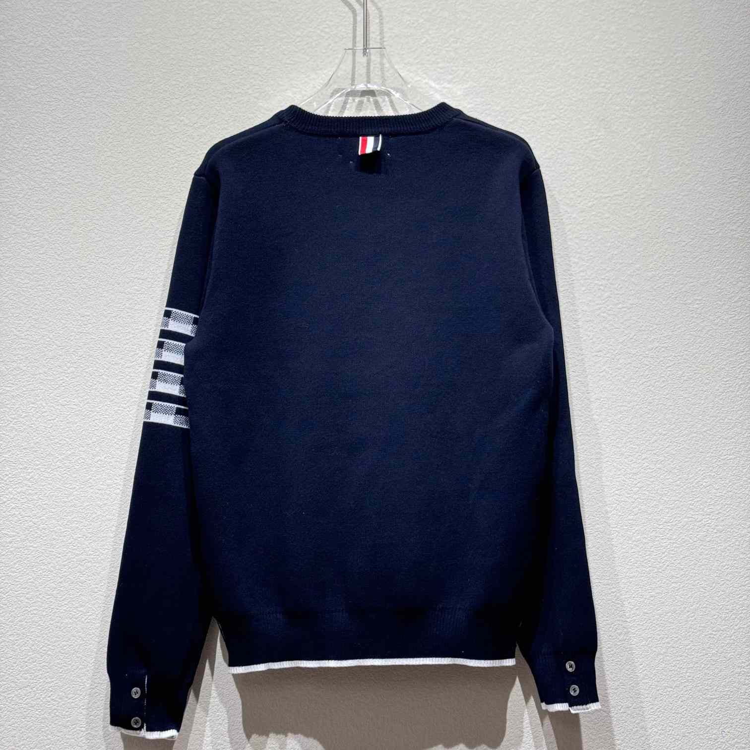 Thom Browne Cotton Crepe Buffalo Check Jacquard Hector Icon Crewneck 4-bar Pullover - PerfectKickZ