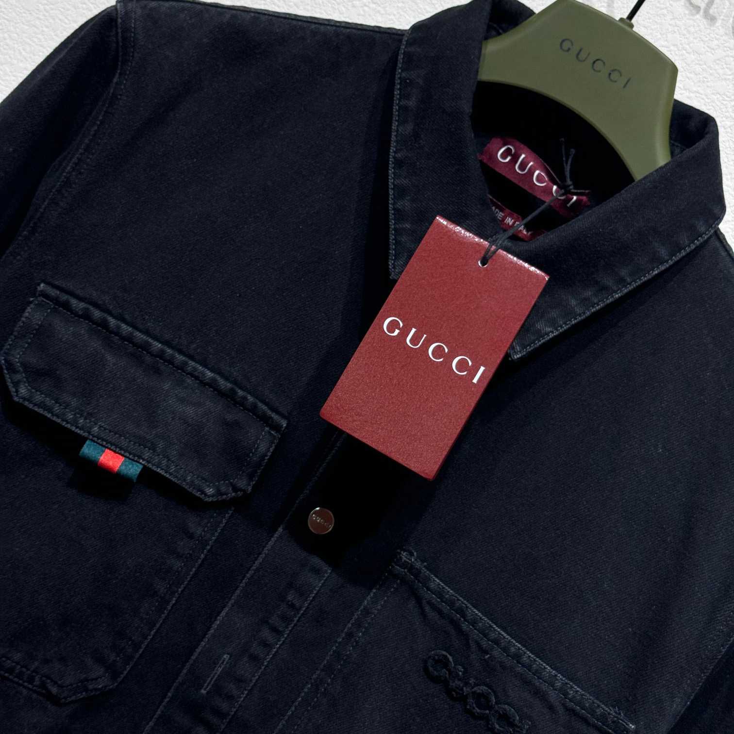Gucci Denim Shirt With Gucci Embroidery - PerfectKickZ