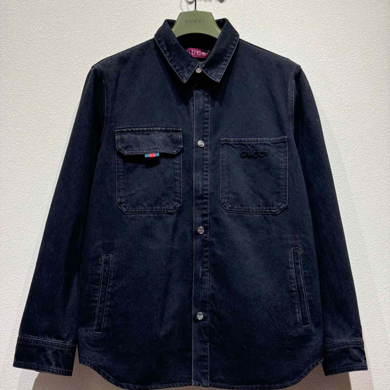 Gucci Denim Shirt With Gucci Embroidery - PerfectKickZ