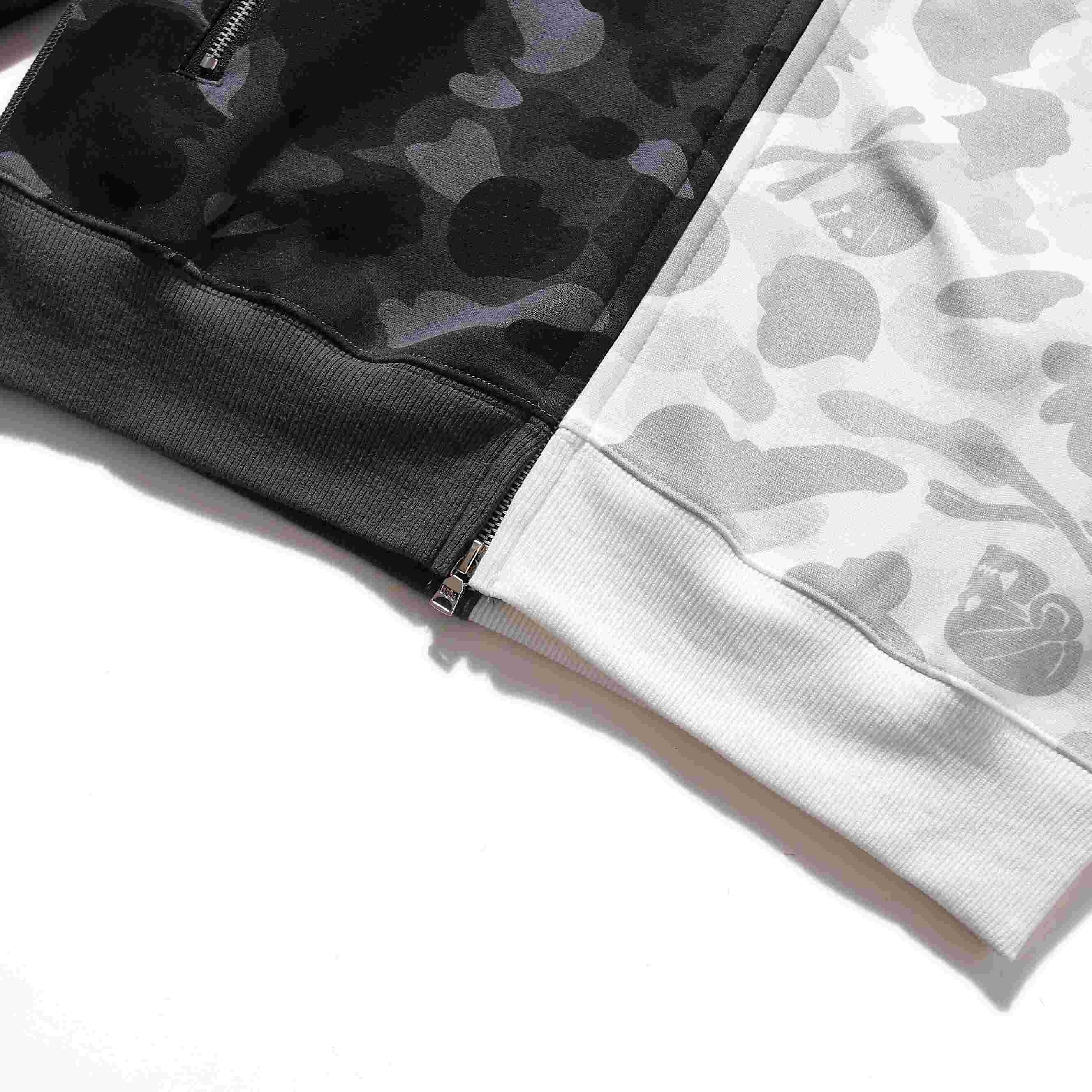 Bape x Neighborhood Split Camo Shark Full Zip Hoodie - PerfectKickZ