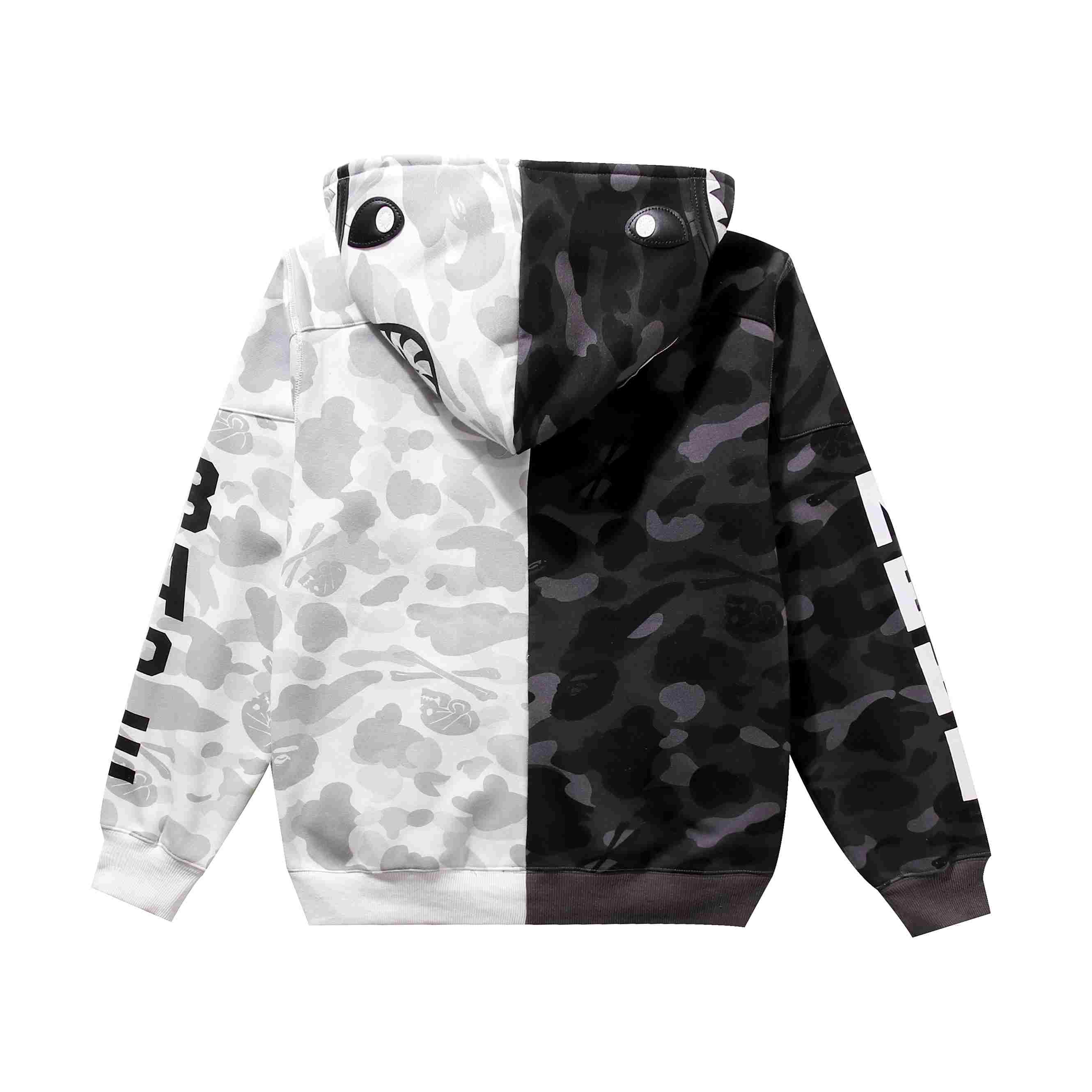 Bape x Neighborhood Split Camo Shark Full Zip Hoodie - PerfectKickZ