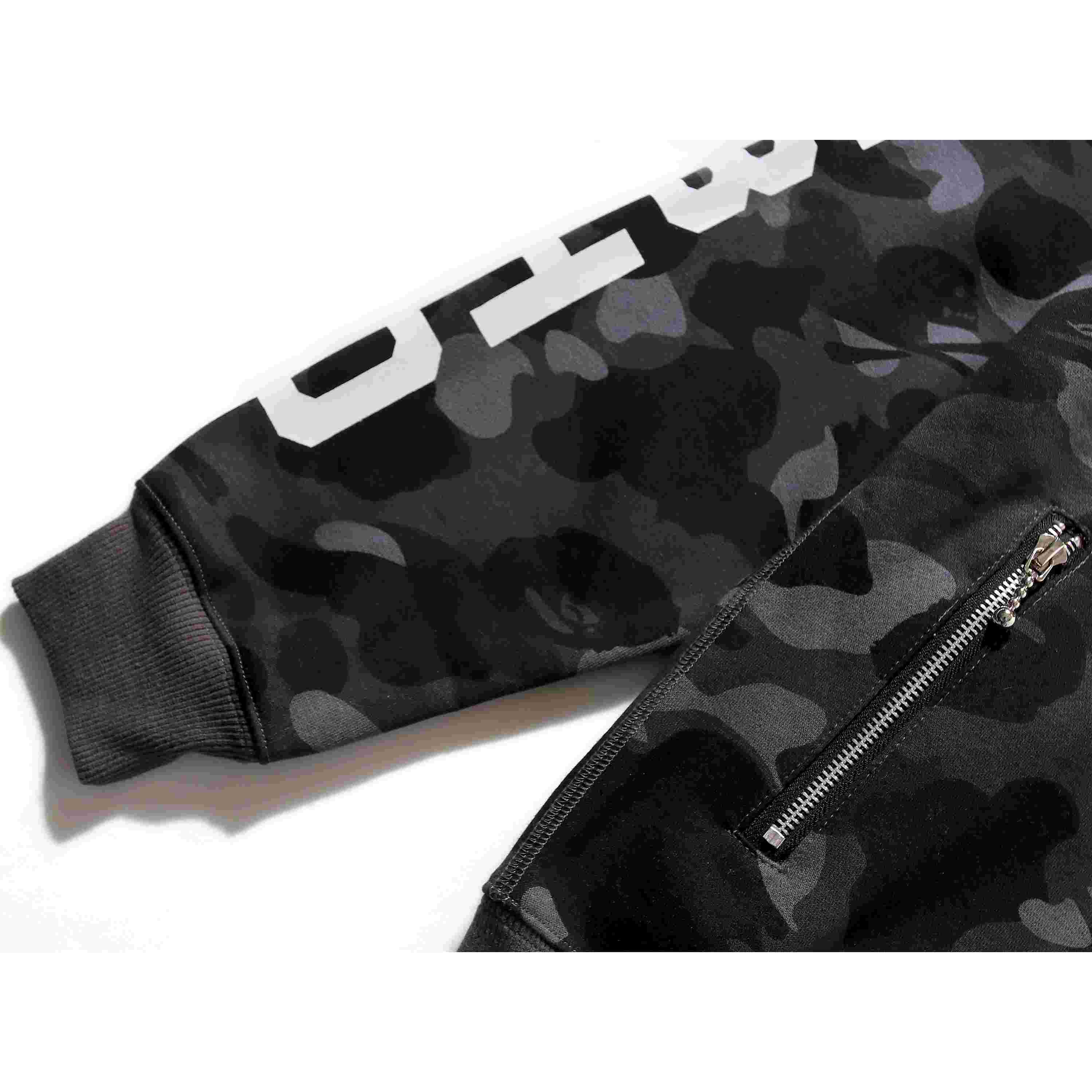 Bape x Neighborhood Split Camo Shark Full Zip Hoodie - PerfectKickZ