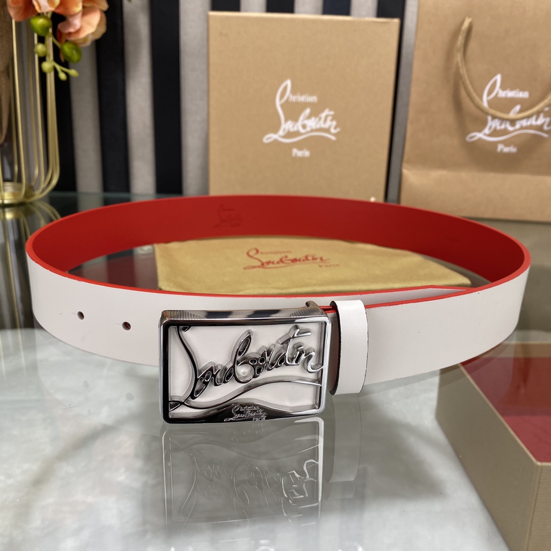 Christian Louboutin Logo Leather Belt  - PerfectKickZ