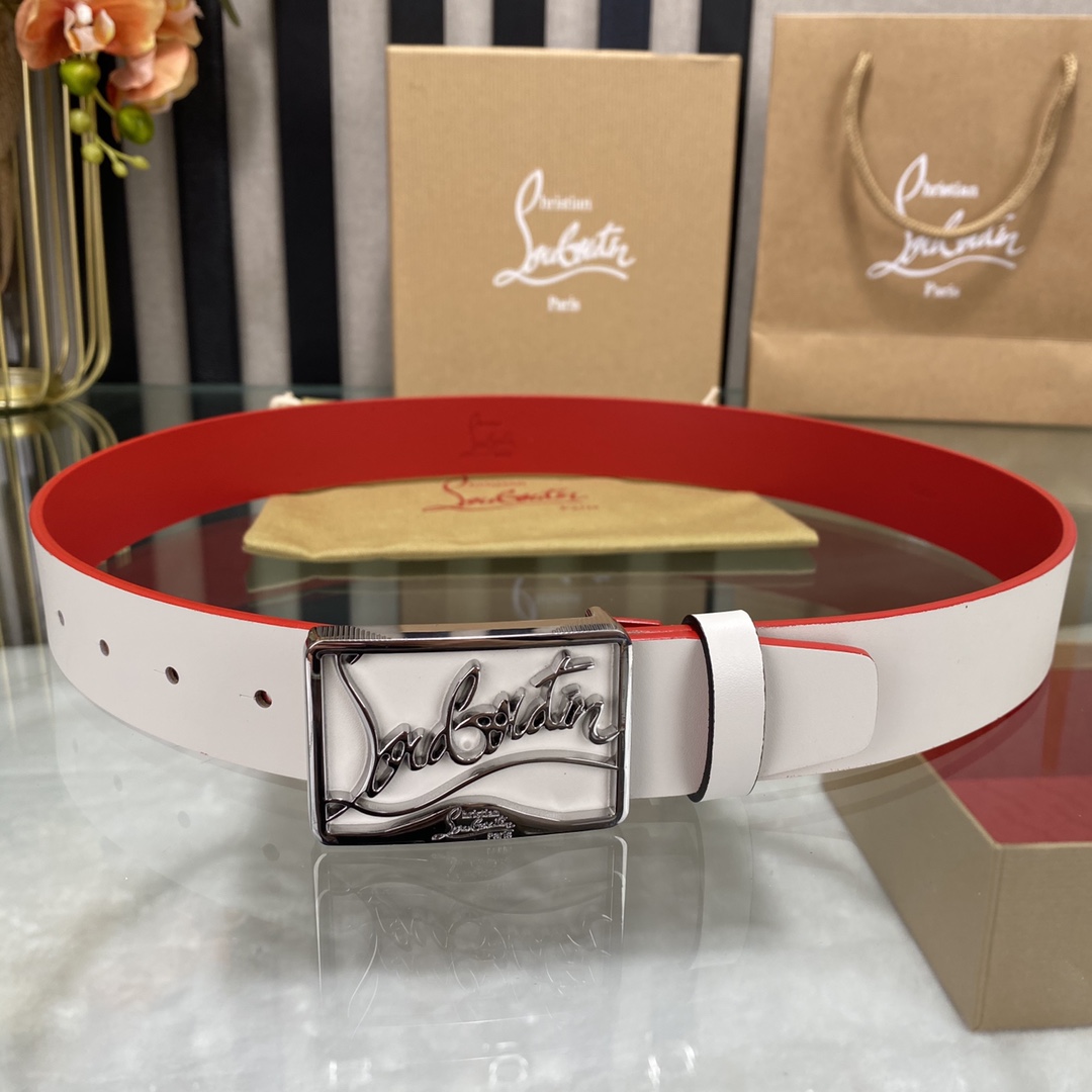 Christian Louboutin Logo Leather Belt  - PerfectKickZ