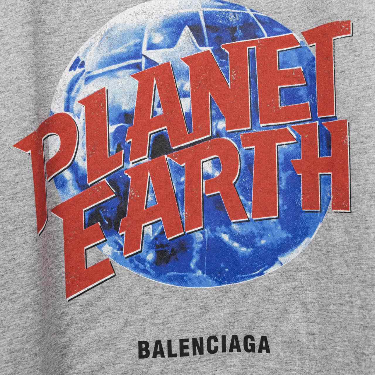 Balenciaga Planet Earth T-Shirt Oversized In Heather Grey  - PerfectKickZ