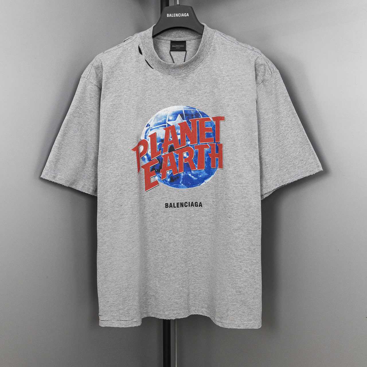 Balenciaga Planet Earth T-Shirt Oversized In Heather Grey  - PerfectKickZ
