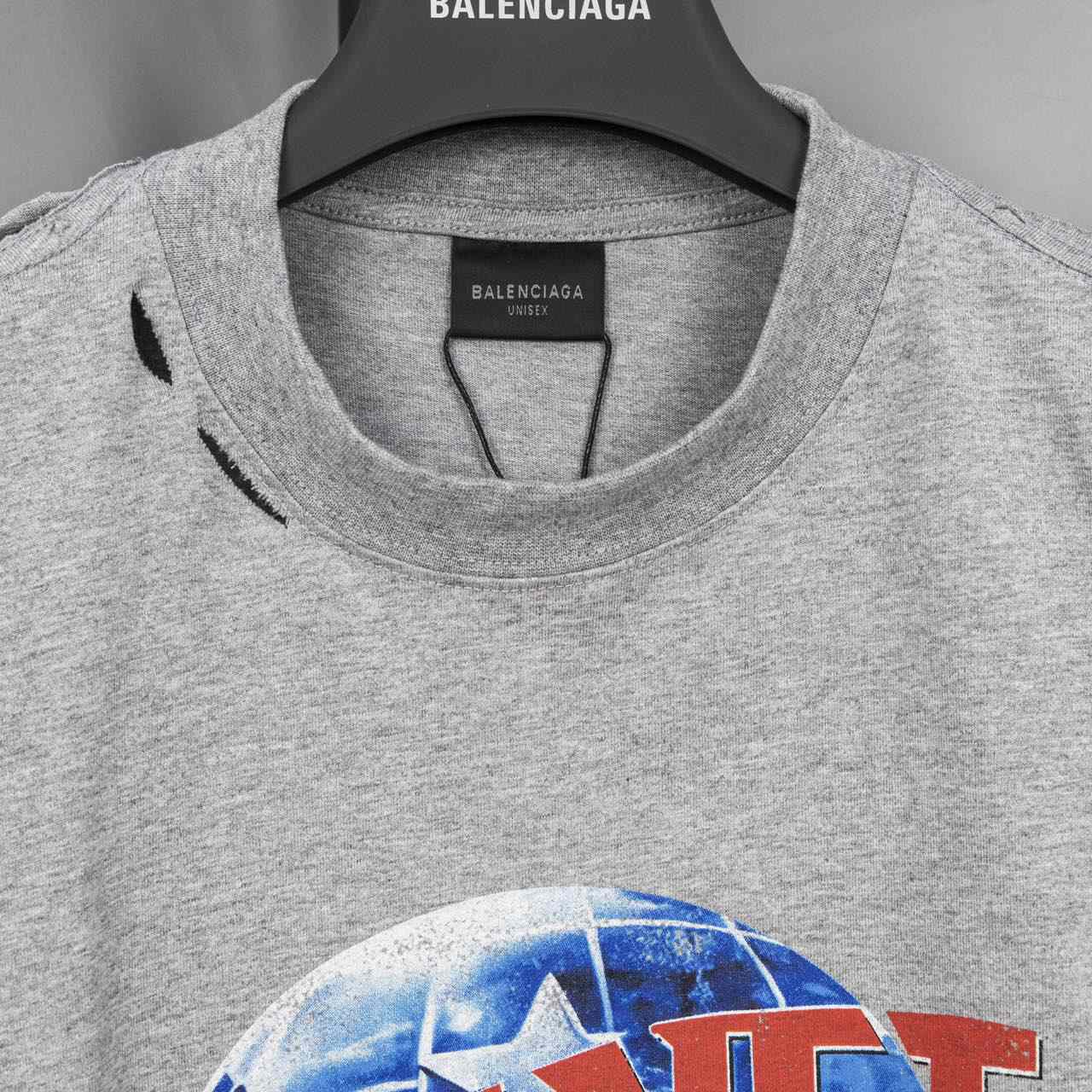 Balenciaga Planet Earth T-Shirt Oversized In Heather Grey  - PerfectKickZ