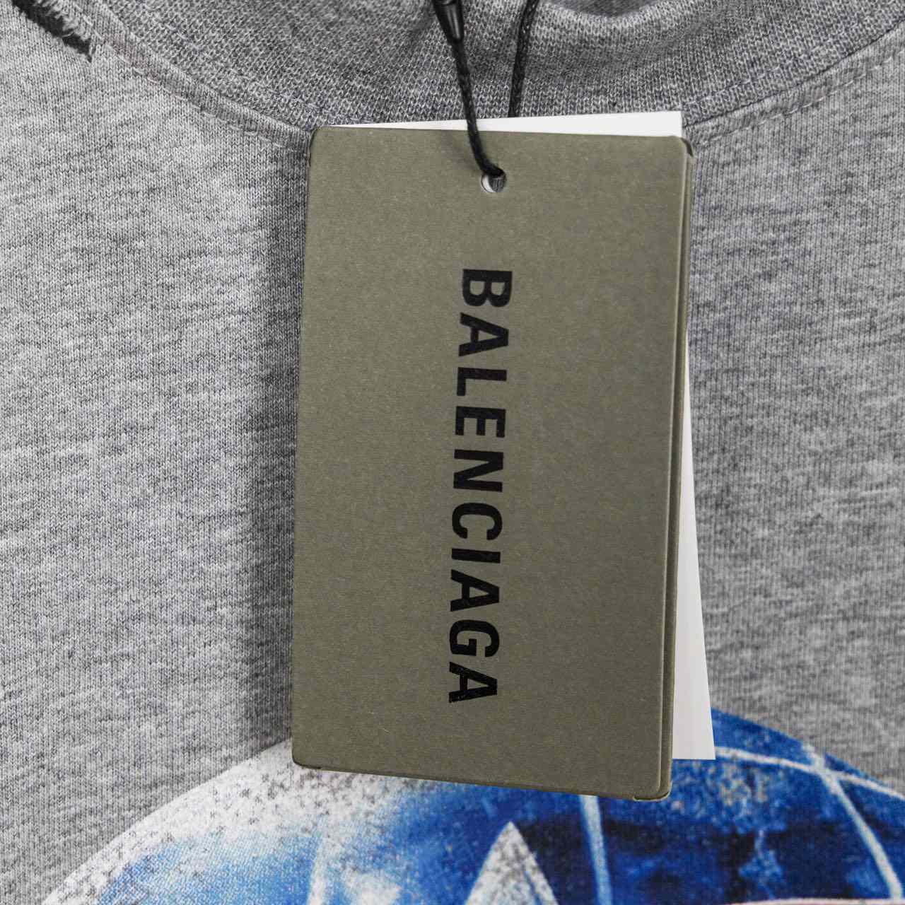 Balenciaga Planet Earth T-Shirt Oversized In Heather Grey  - PerfectKickZ