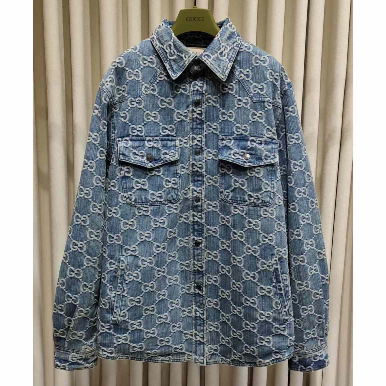 Gucci GG Jacquard Denim Shirt - PerfectKickZ
