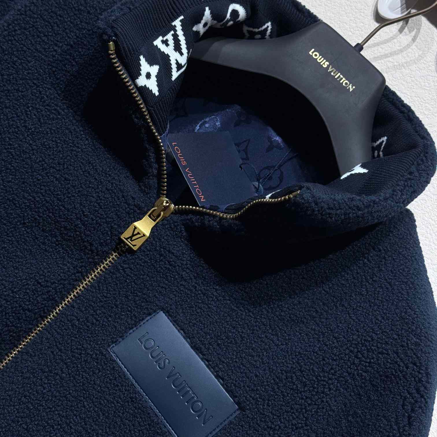 Louis Vuitton Leather Patch Fleece Blouson   1AGLXN - PerfectKickZ