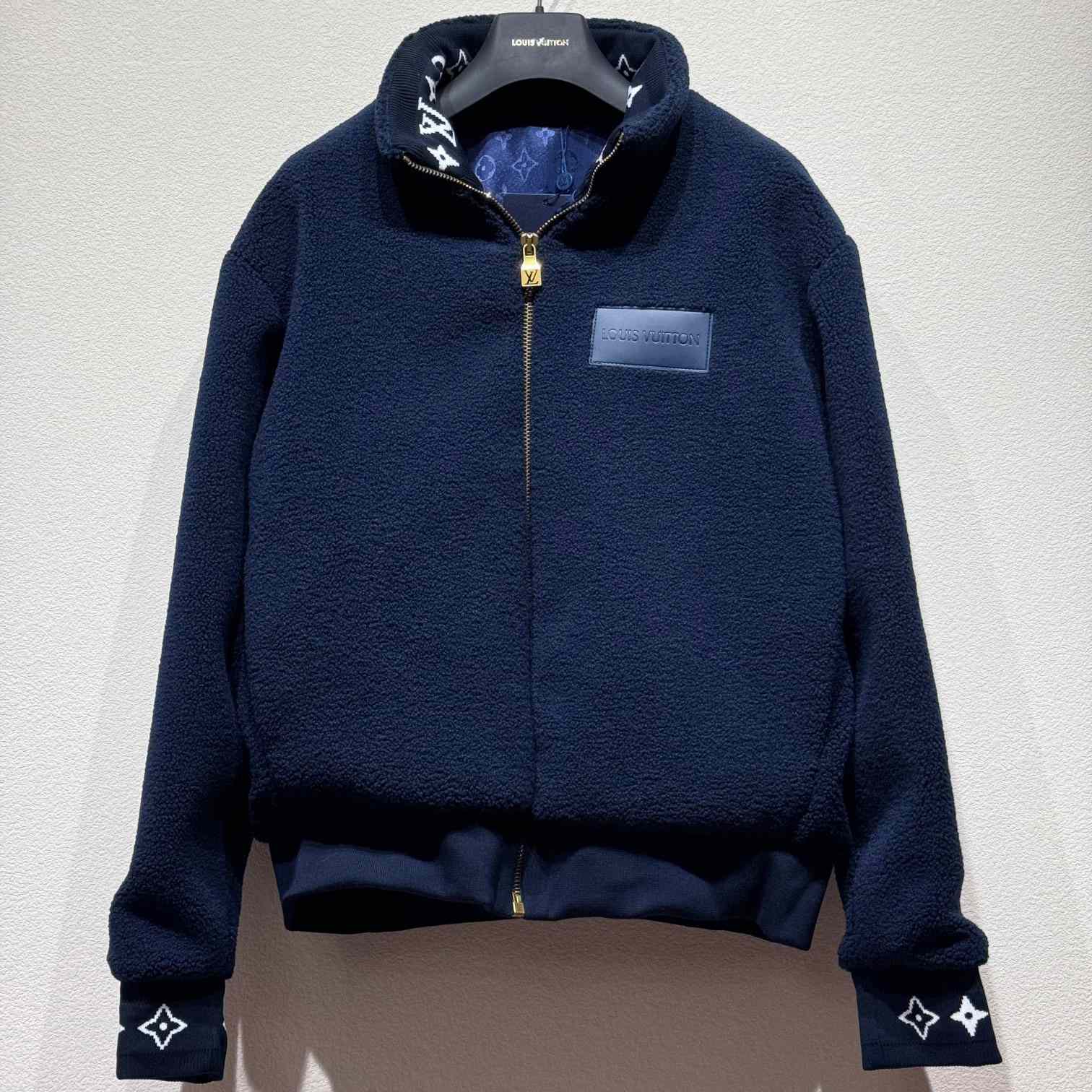 Louis Vuitton Leather Patch Fleece Blouson   1AGLXN - PerfectKickZ