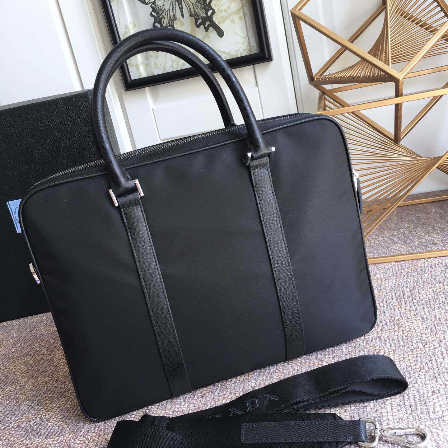 Prada Nylon Slim Briefcase Work Bag (36*28*6.5cm) - 