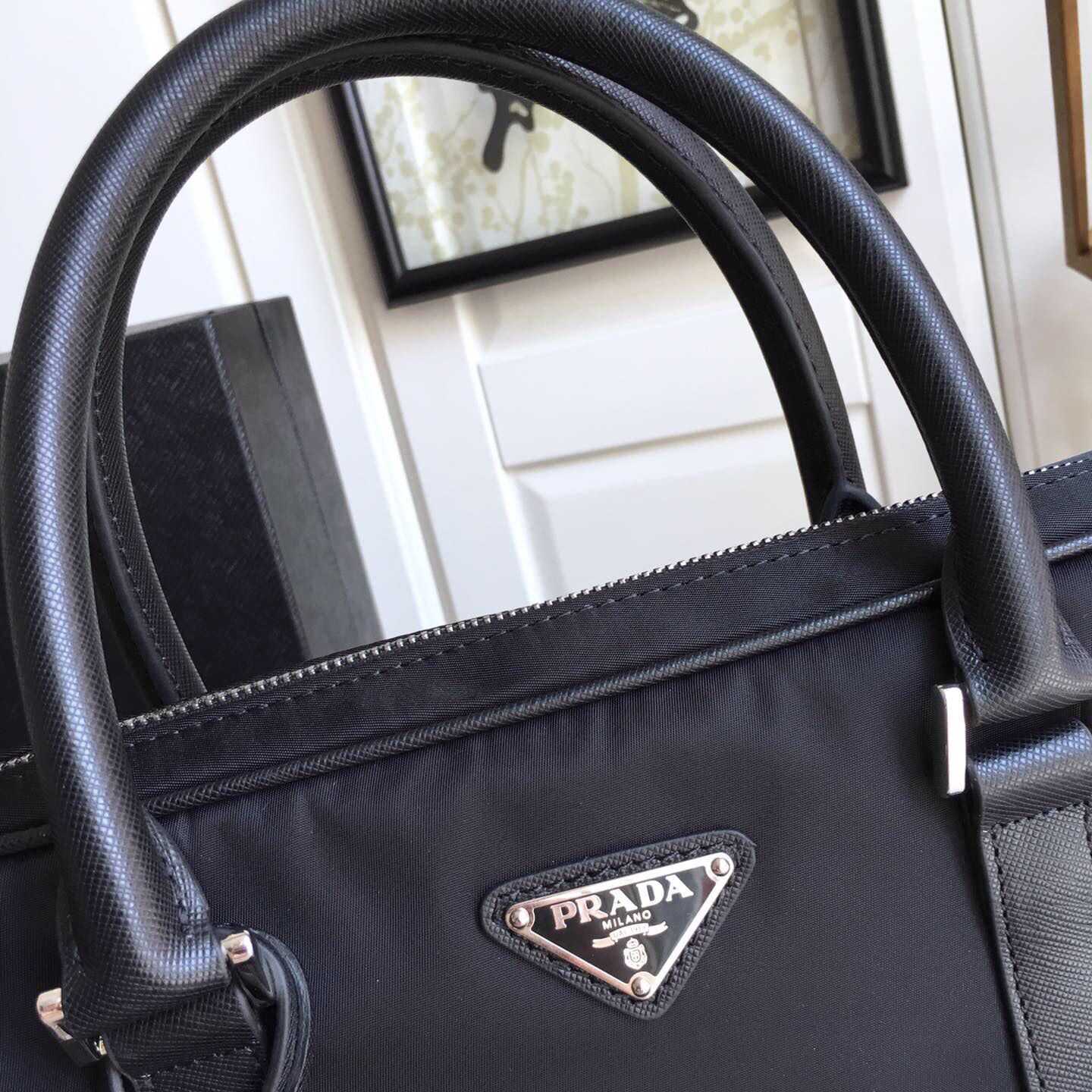 Prada Nylon Slim Briefcase Work Bag (36*28*6.5cm) - 
