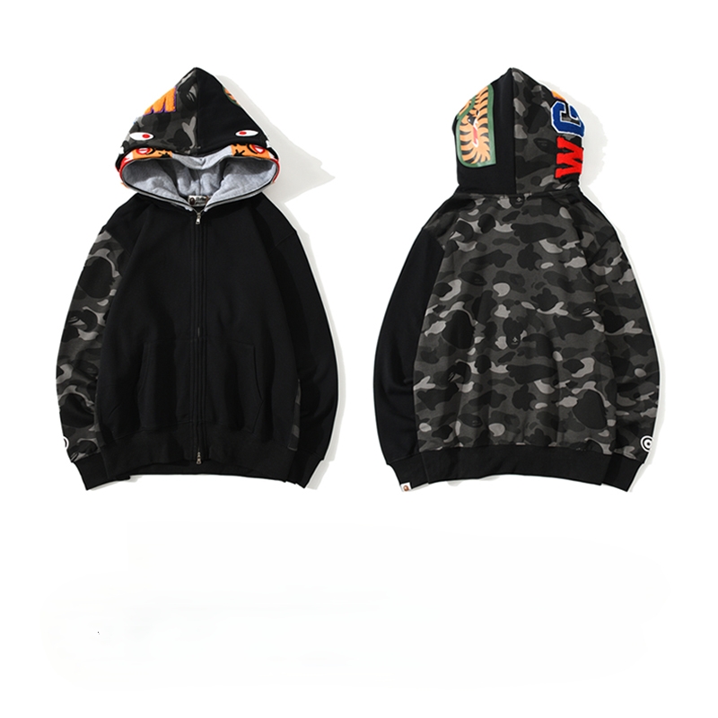 Bape Color Camo Tiger Shark Full Zip Double Hoodie - PerfectKickZ