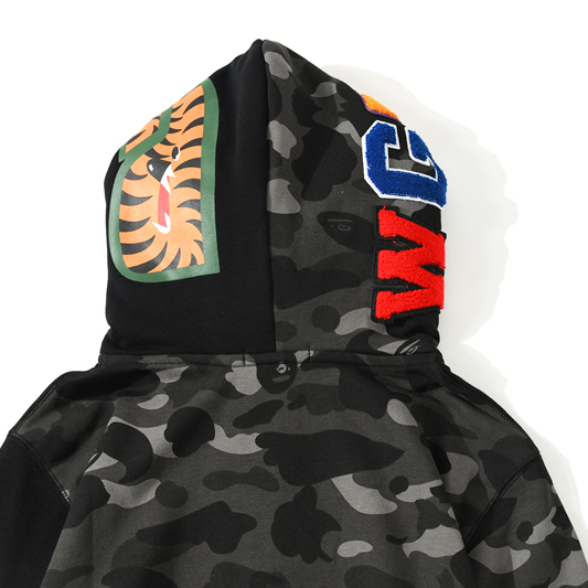 Bape Color Camo Tiger Shark Full Zip Double Hoodie - PerfectKickZ