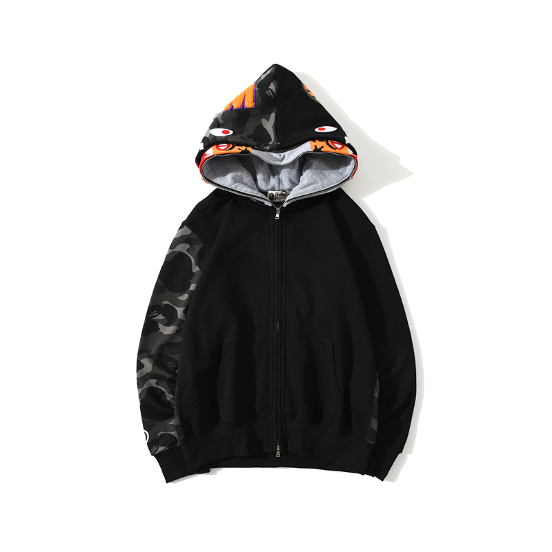 Bape Color Camo Tiger Shark Full Zip Double Hoodie - PerfectKickZ