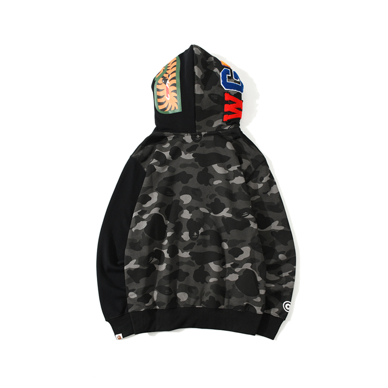 Bape Color Camo Tiger Shark Full Zip Double Hoodie - PerfectKickZ