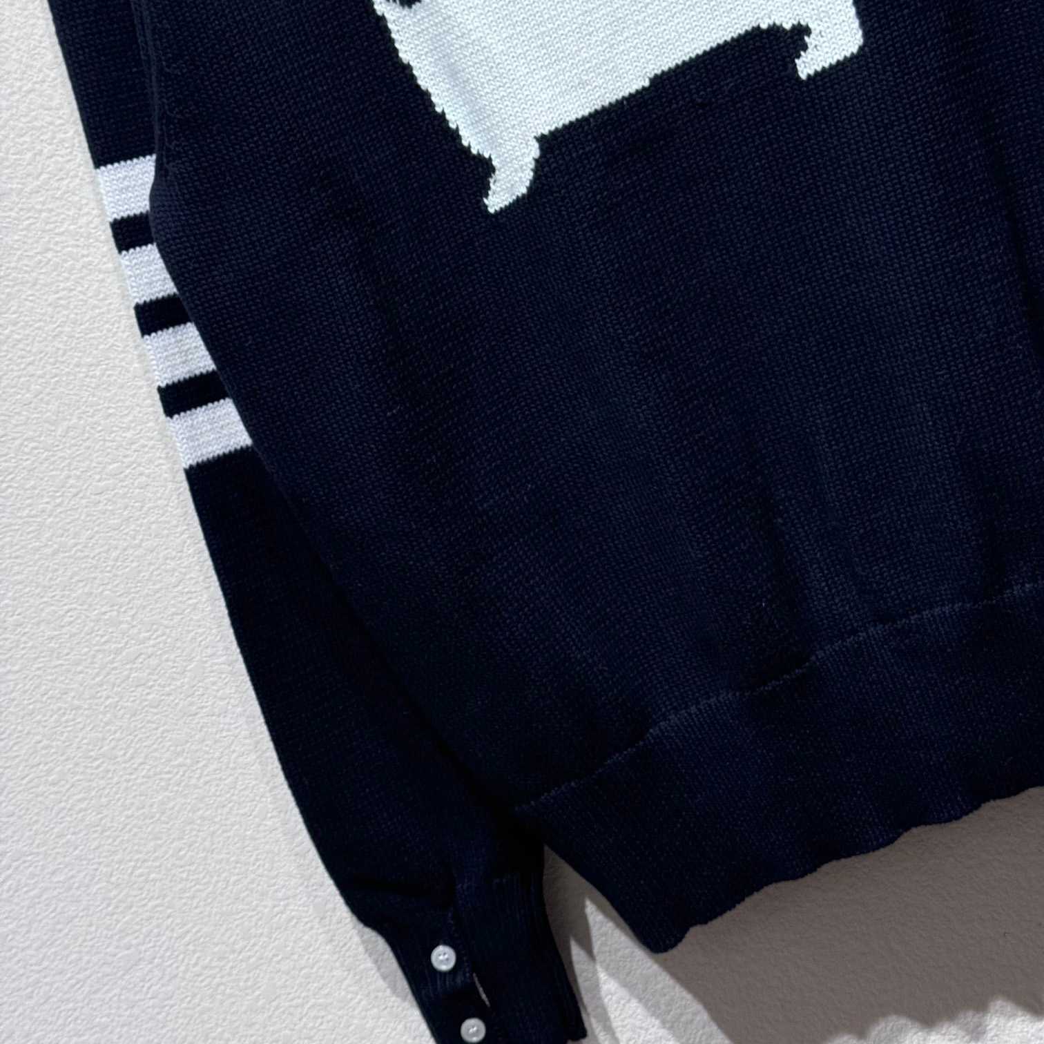 Thom Browne Cotton Hector Pointelle 4-bar V-neck Cardigan - PerfectKickZ