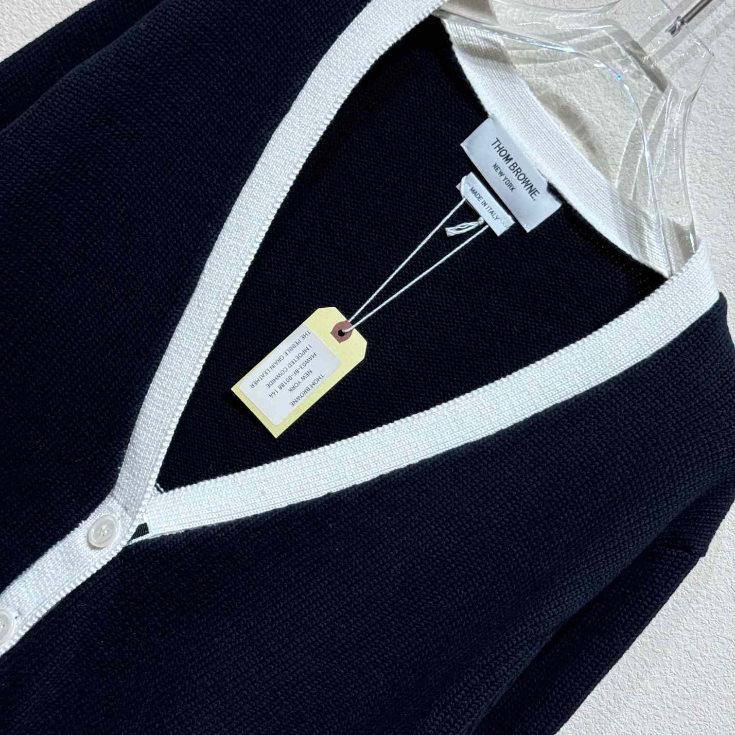 Thom Browne Cotton Hector Pointelle 4-bar V-neck Cardigan - PerfectKickZ