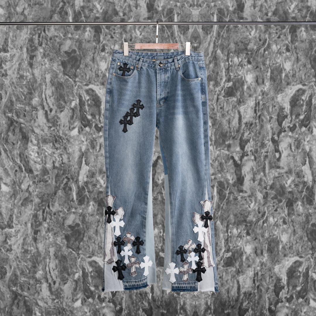 Chrome Heart Cross Patch Jeans - PerfectKickZ