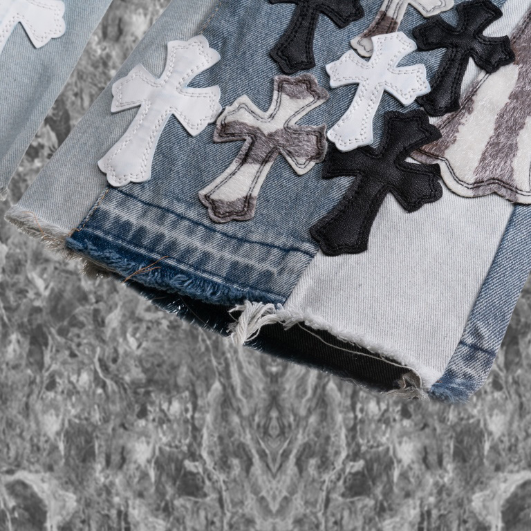 Chrome Heart Cross Patch Jeans - PerfectKickZ