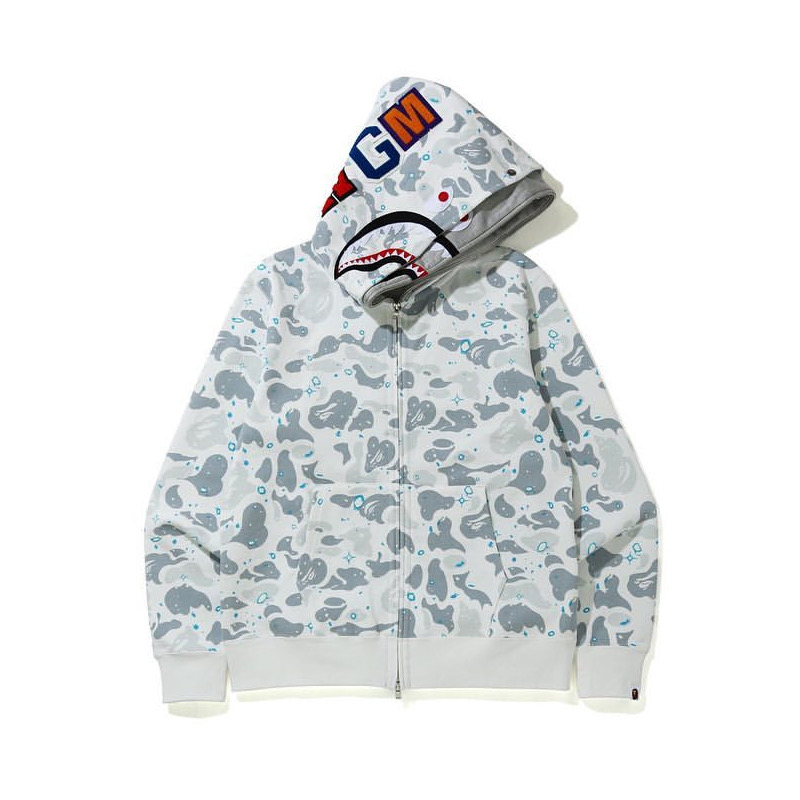 Bape Space Camo Shark Full Zip Double Hoodie - PerfectKickZ