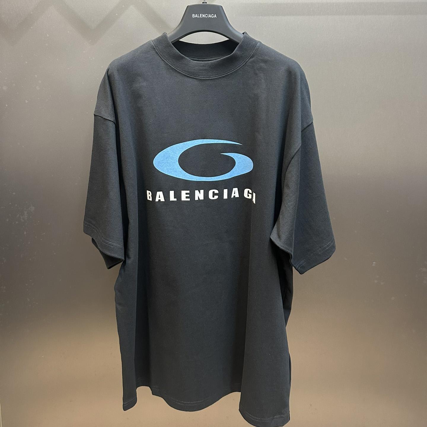 Balenciaga Loop Sports Icon T-Shirt Medium Fit In Washed Black - PerfectKickZ