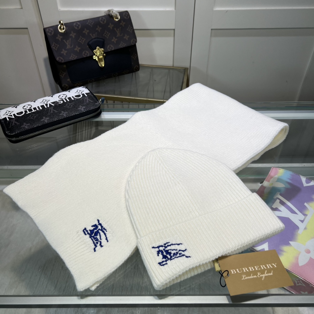 Burberry KD-embroidered Ribbed-knit Scarf & Beanie - PerfectKickZ