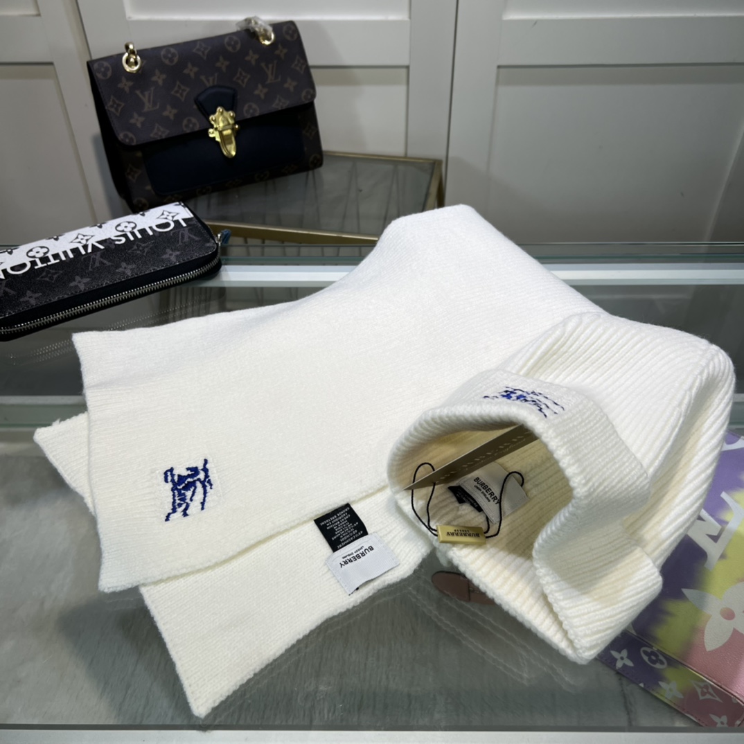 Burberry KD-embroidered Ribbed-knit Scarf & Beanie - PerfectKickZ