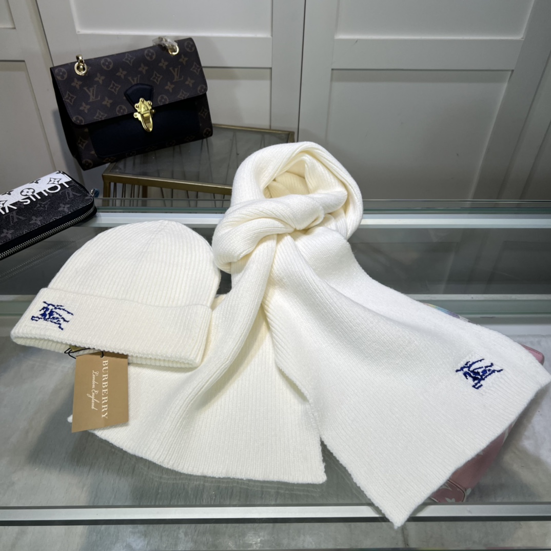Burberry KD-embroidered Ribbed-knit Scarf & Beanie - PerfectKickZ