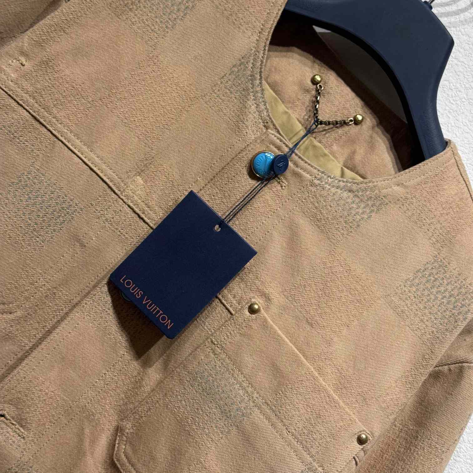 Louis Vuitton Damier Collarless Workwear Cotton Jacket   1AFXPG - PerfectKickZ