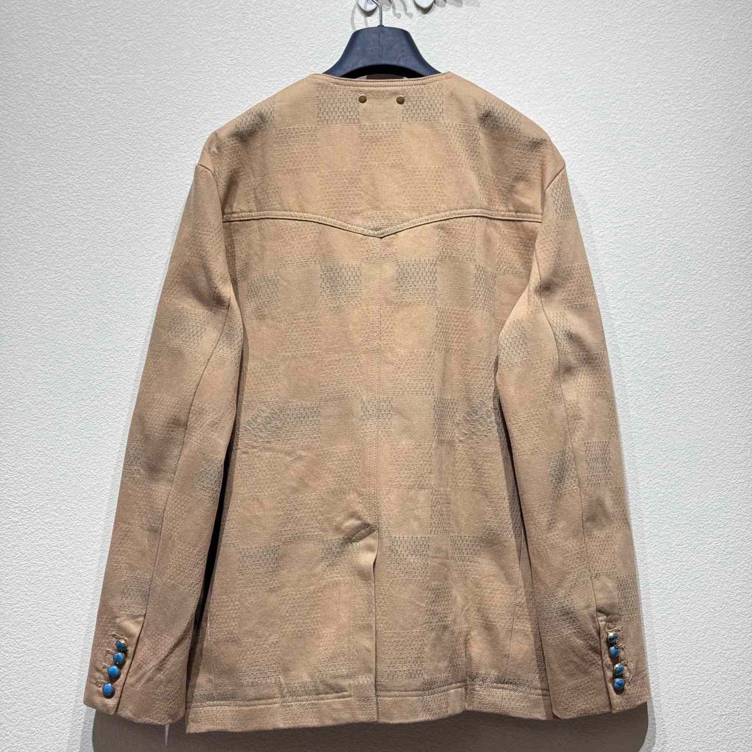 Louis Vuitton Damier Collarless Workwear Cotton Jacket   1AFXPG - PerfectKickZ