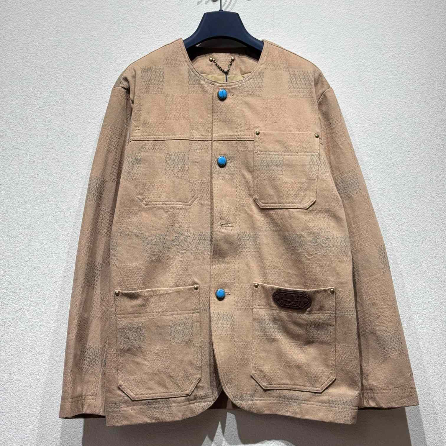 Louis Vuitton Damier Collarless Workwear Cotton Jacket   1AFXPG - PerfectKickZ