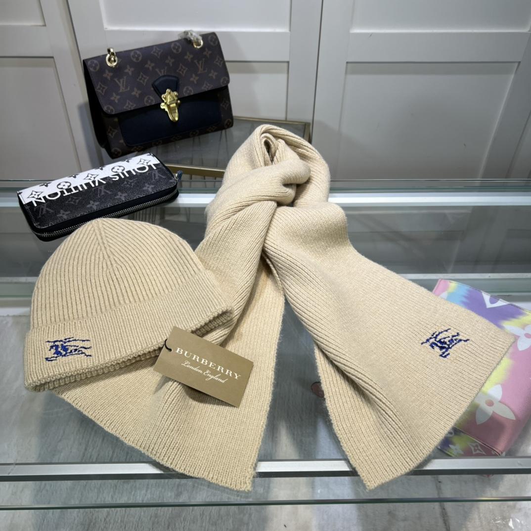 Burberry KD-embroidered Ribbed-knit Scarf & Beanie - PerfectKickZ