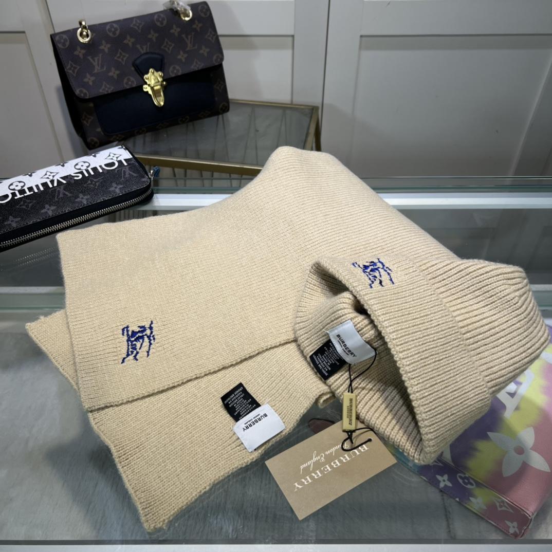 Burberry KD-embroidered Ribbed-knit Scarf & Beanie - PerfectKickZ