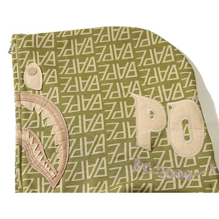 Bape Logo Monogram Velour Shark Full Zip Hoodie - PerfectKickZ