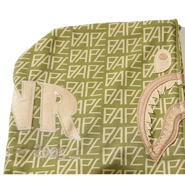 Bape Logo Monogram Velour Shark Full Zip Hoodie - PerfectKickZ